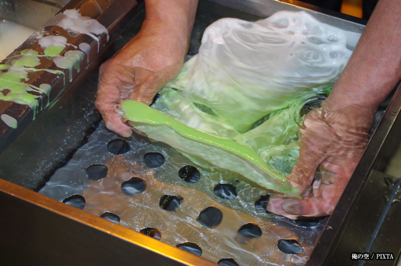 making a Japanese food sample