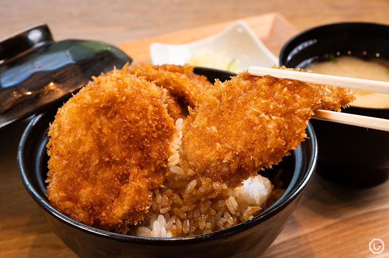 Two-tier katsudon at Niigata Katsudon Tarekatsu