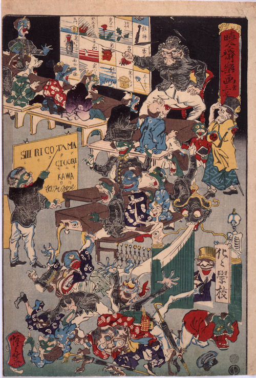 河鍋暁斎『暁斎楽画第三号化々学校』