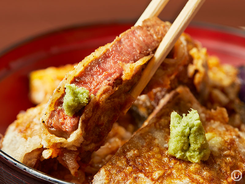 天ぷら ひさご 大崎店の黒毛和牛天丼の写真