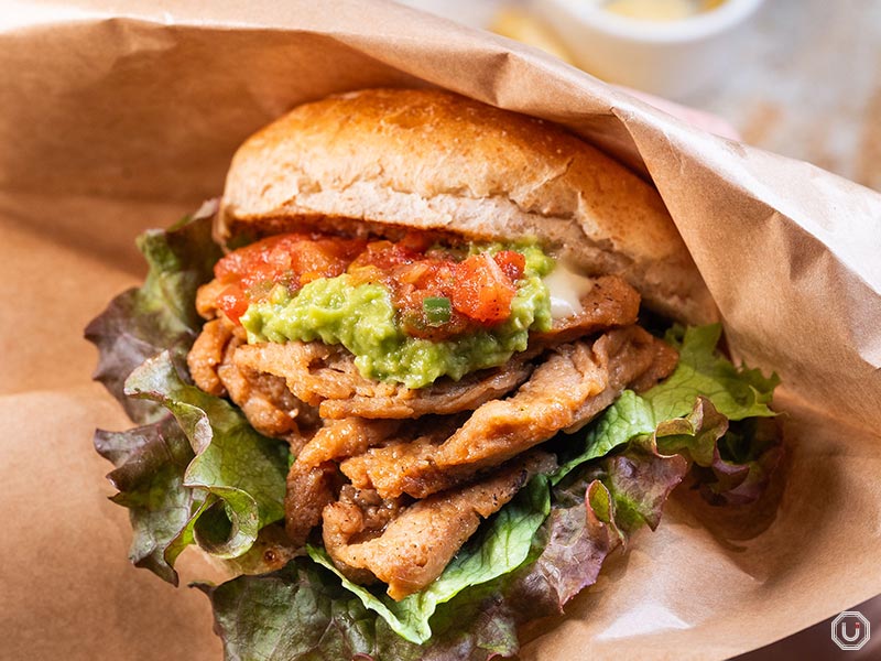 Grilled burger at Vegan Bistro Jangara