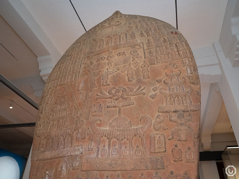 Back view of a Buddhist statue brought from China at the Okura Museum of Art in Roppongi