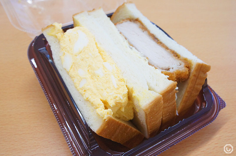 Katsu sandwich and egg sandwich set sold at a Japanese convenience store